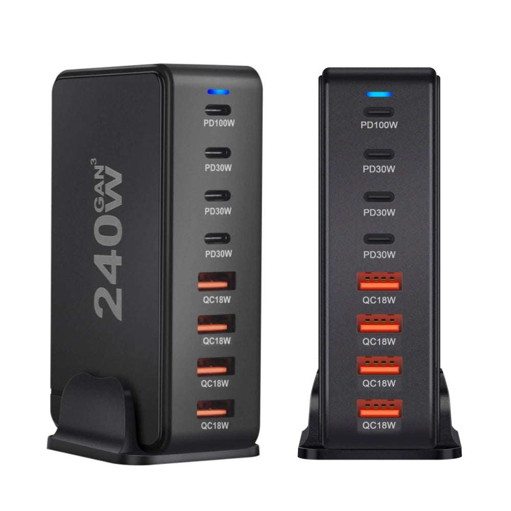 240W GaN Charger Desktop 8-Port USB Charger Station