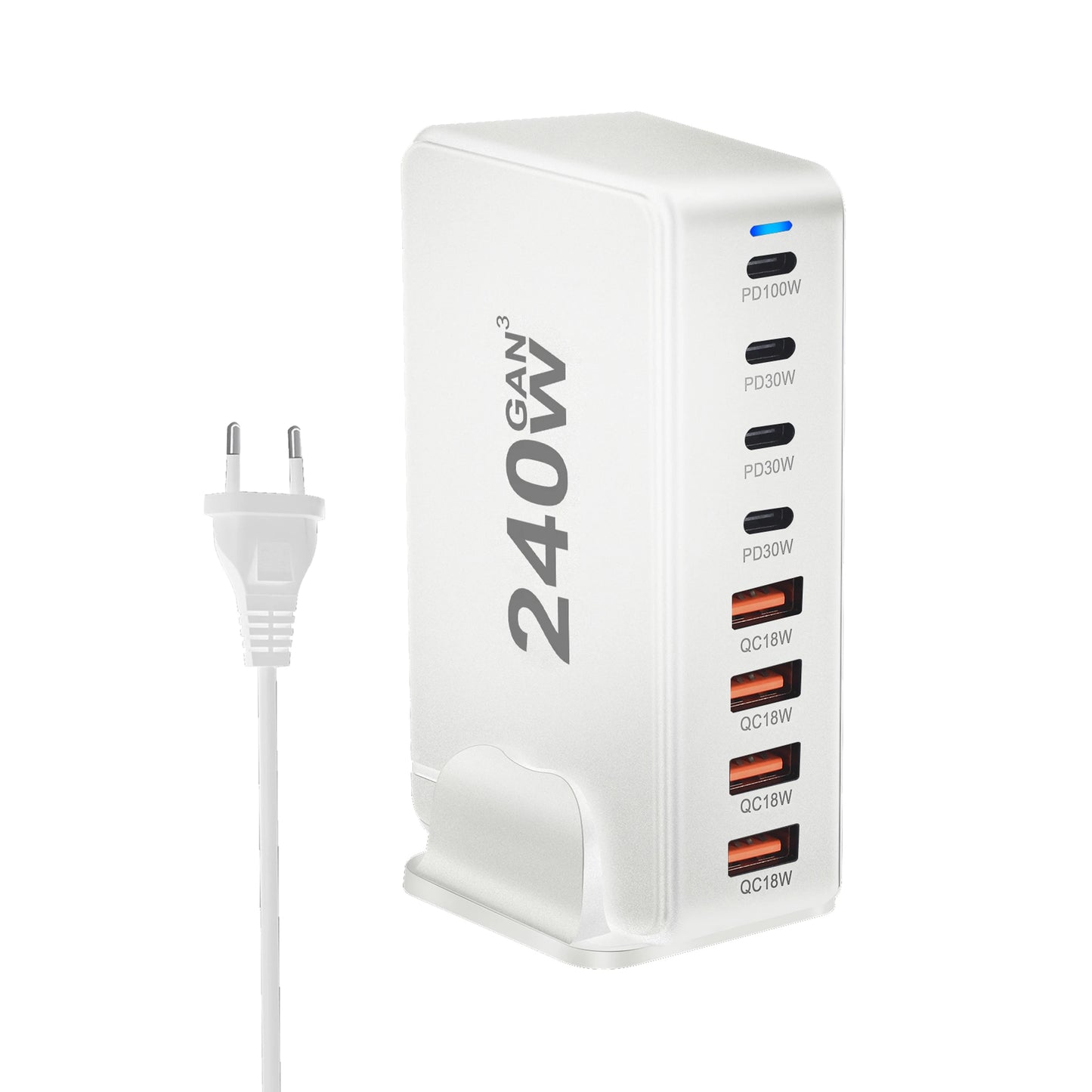 240W GaN Charger Desktop 8-Port USB Charger Station