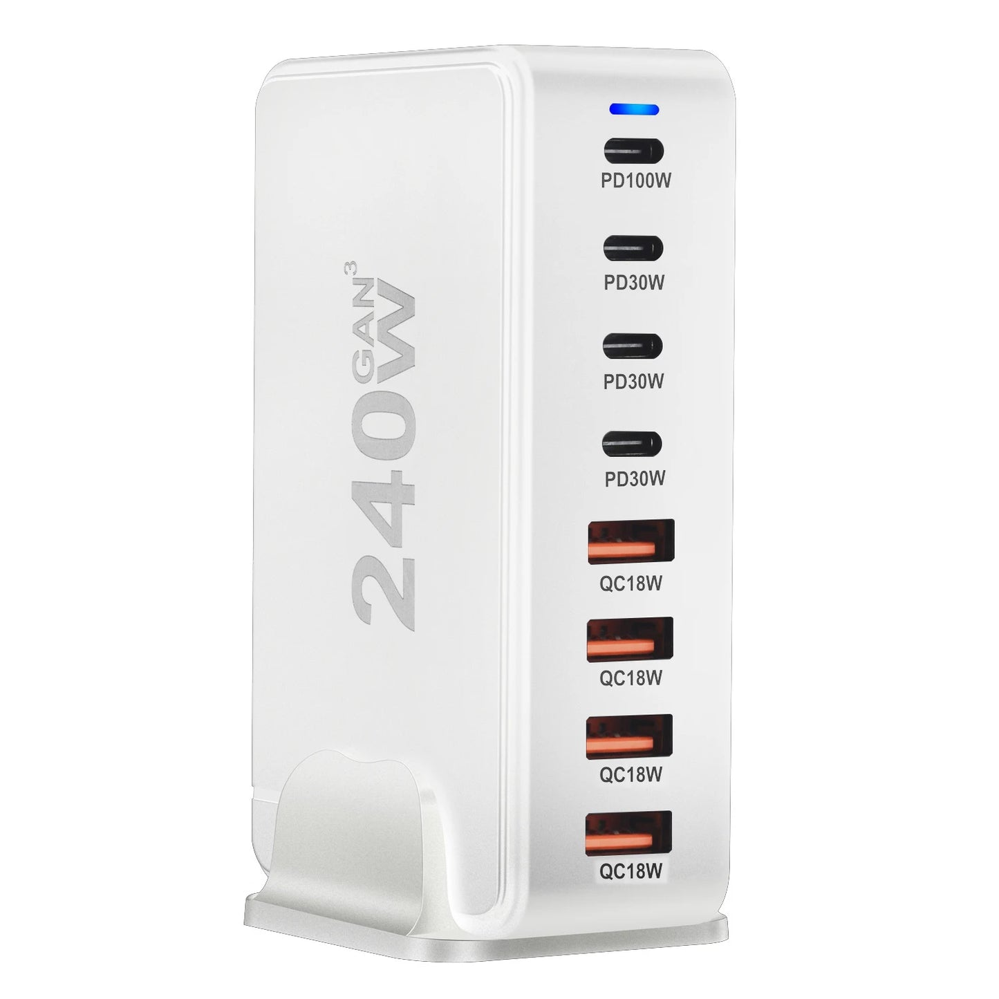 240W GaN Charger Desktop 8-Port USB Charger Station